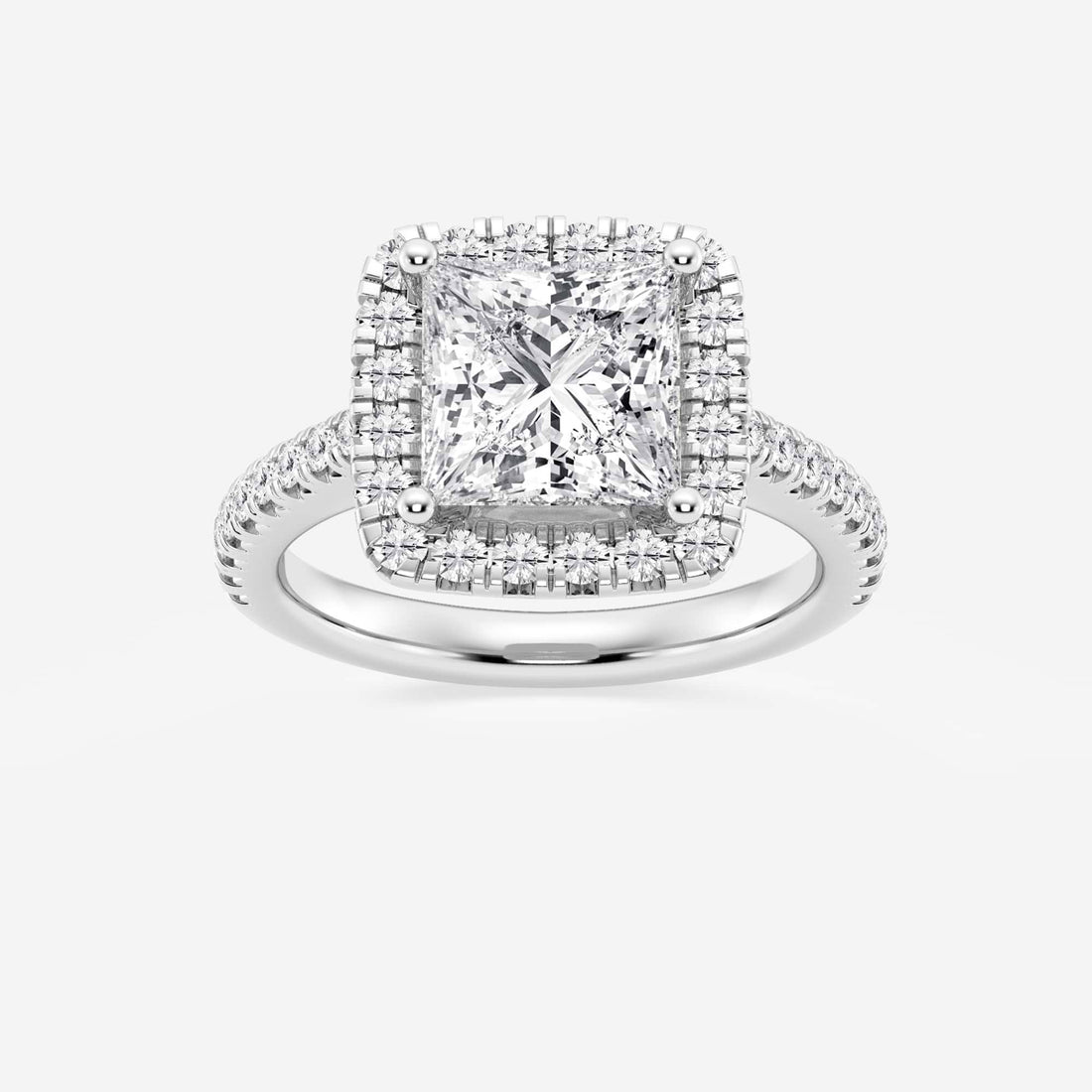 Princess Cut Lab Diamond Halo Engagement Ring