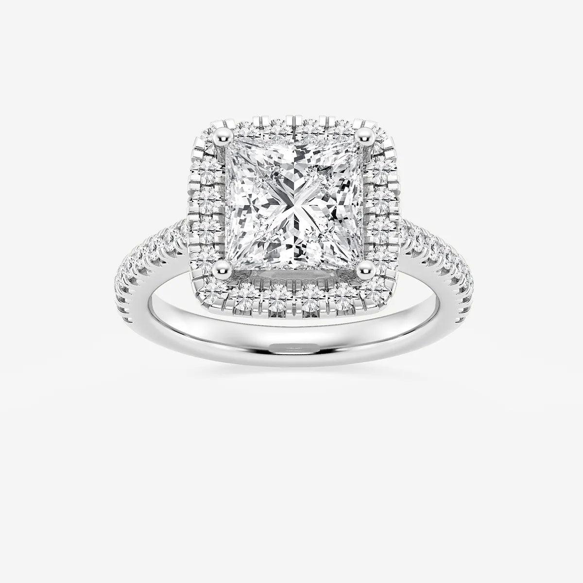 Princess Cut Lab Diamond Halo Engagement Ring