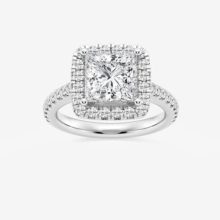 Princess Cut Lab Diamond Halo Engagement Ring