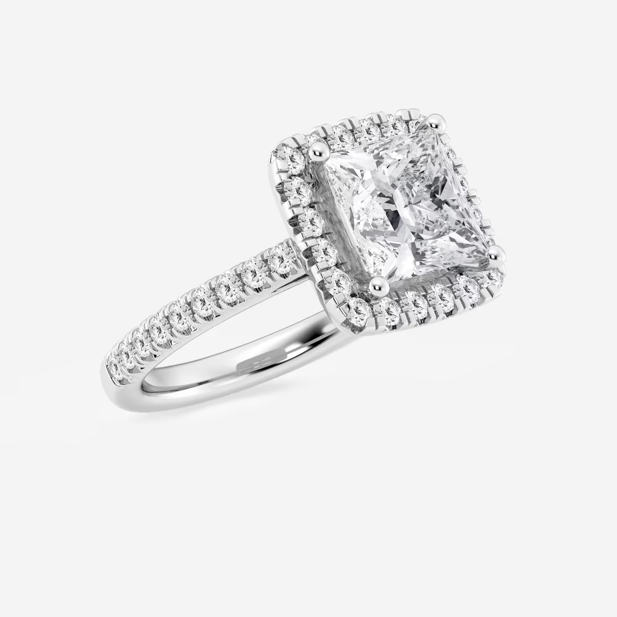 Princess Cut Lab Diamond Halo Engagement Ring