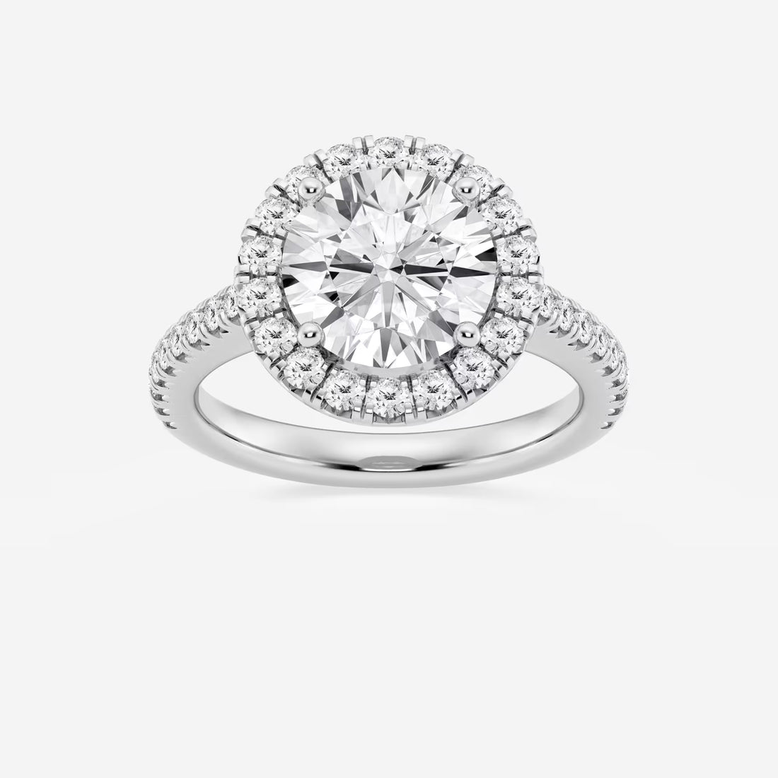 Round Brilliant Lab Diamond Ring with Micro-French Pave Halo