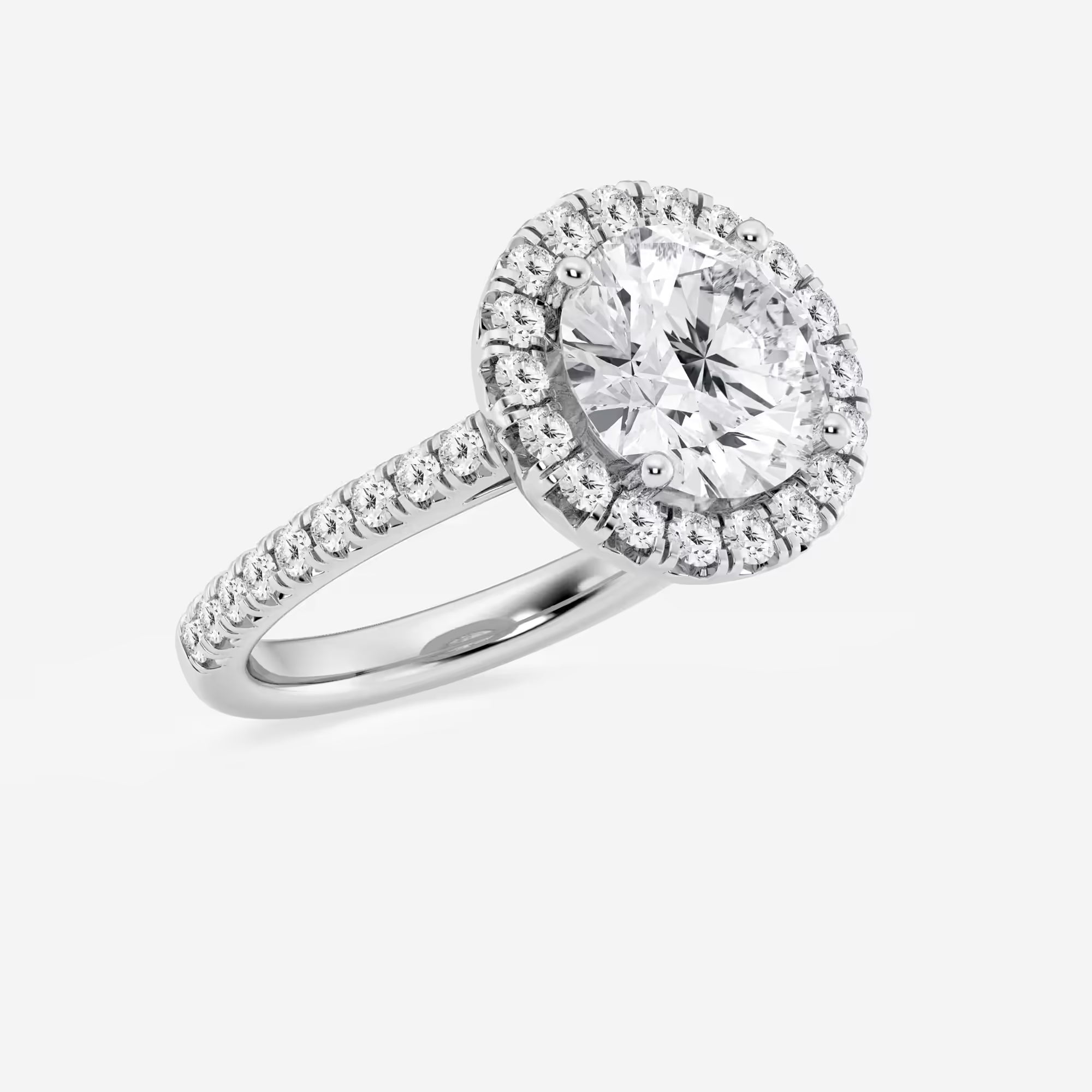 Round Brilliant Lab Diamond Ring with Micro-French Pave Halo