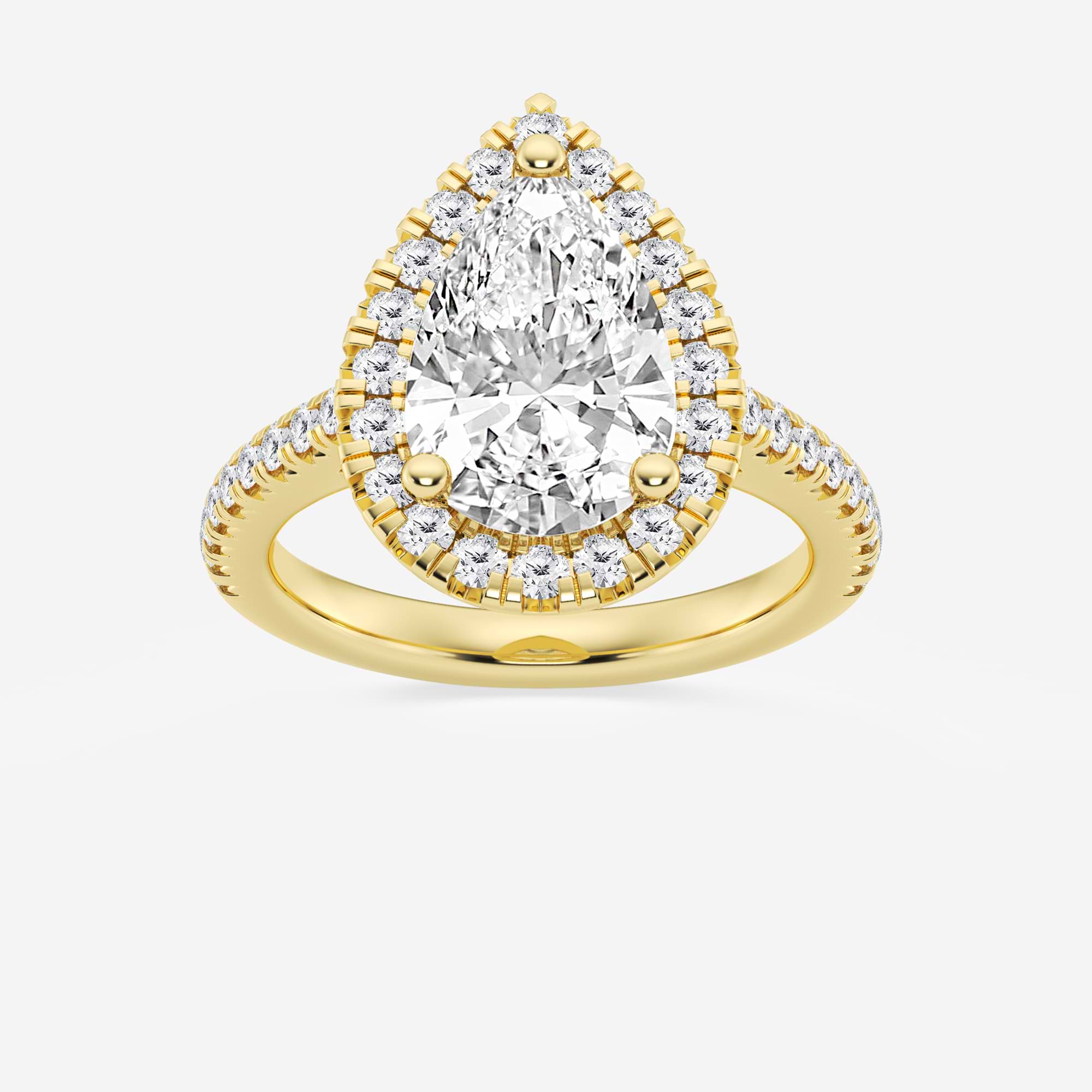 TITLE:  Pear Cut Lab Grown Diamond Engagement Ring, Large Halo Pear Shape Diamond Ring