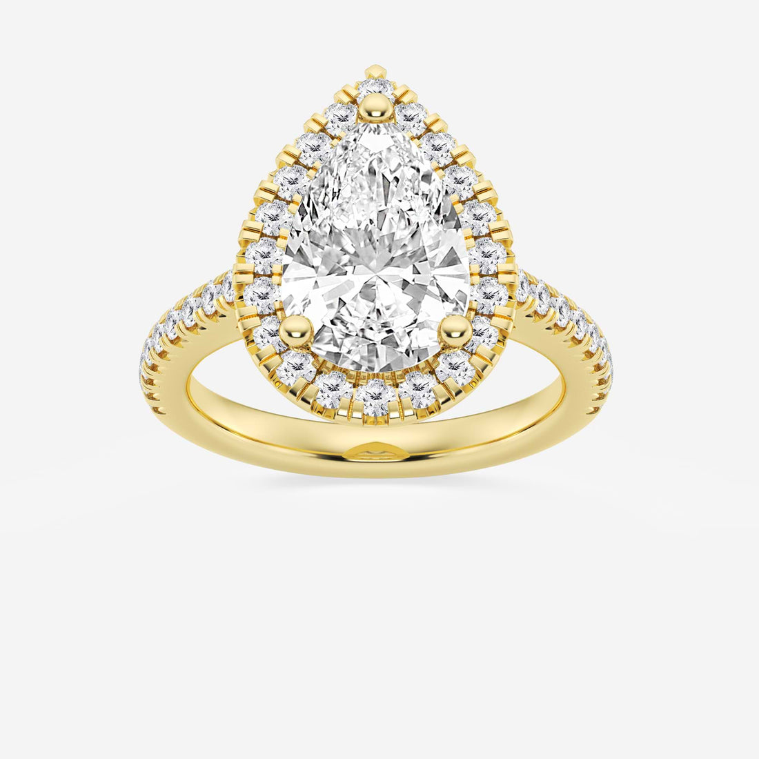 TITLE:  Pear Cut Lab Grown Diamond Engagement Ring, Large Halo Pear Shape Diamond Ring