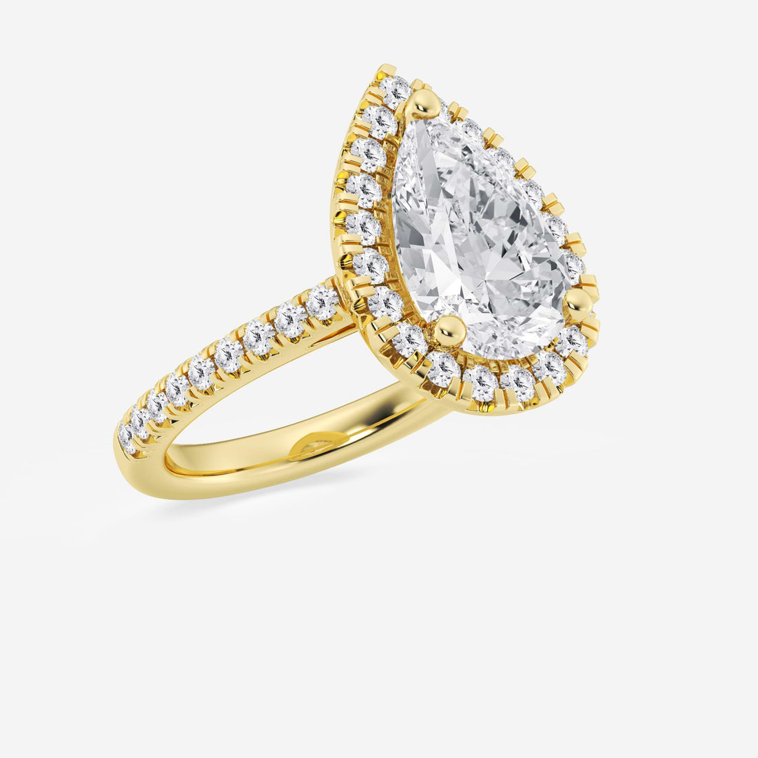 TITLE:  Pear Cut Lab Grown Diamond Engagement Ring, Large Halo Pear Shape Diamond Ring