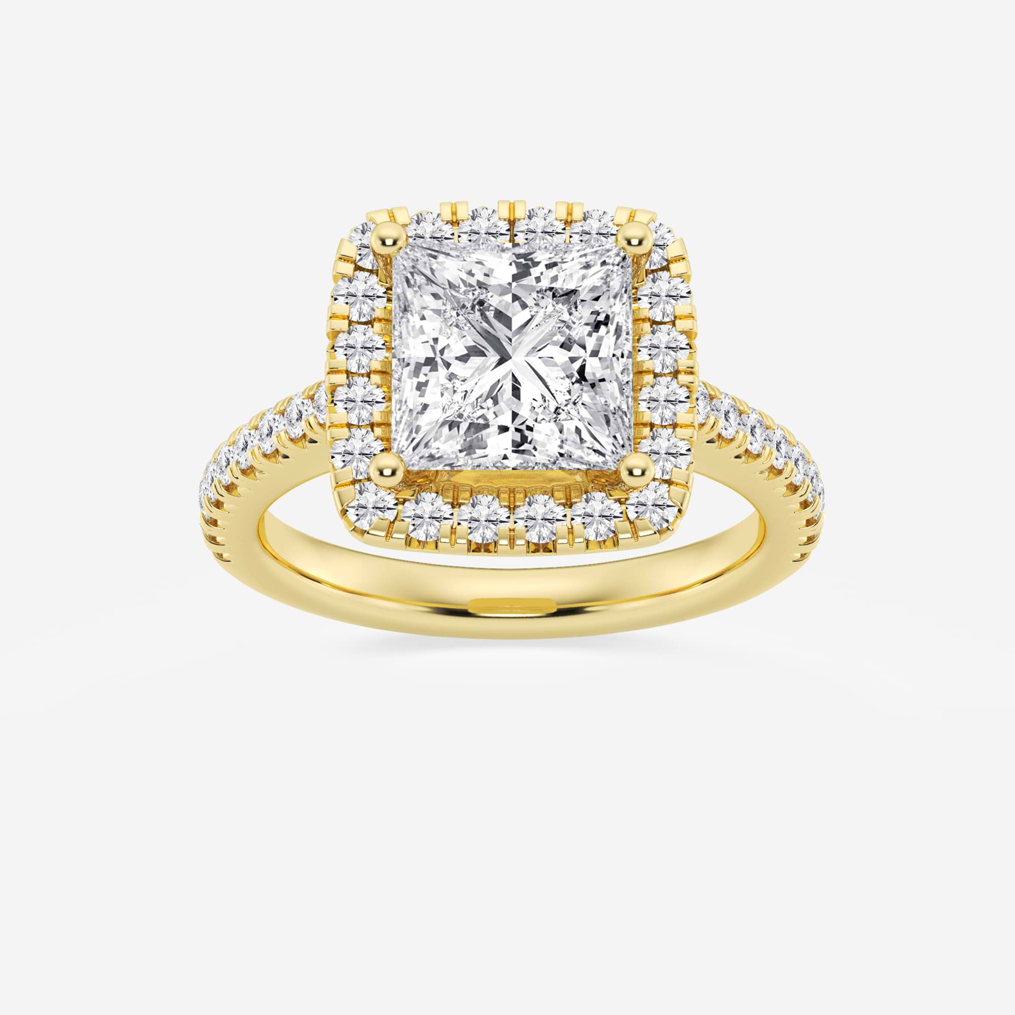 Princess Cut Lab Diamond Halo Engagement Ring