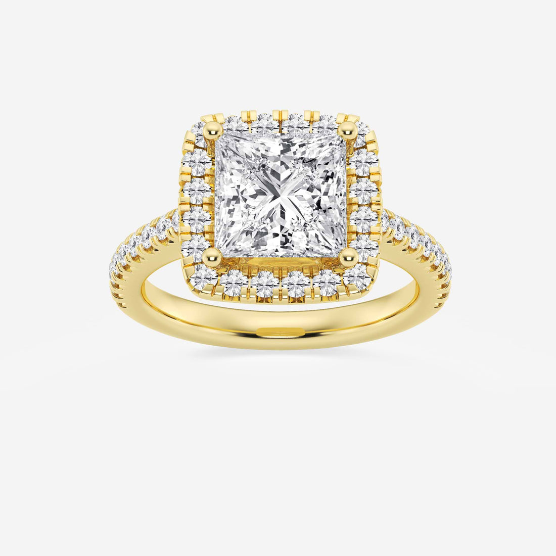 Princess Cut Lab Diamond Halo Engagement Ring