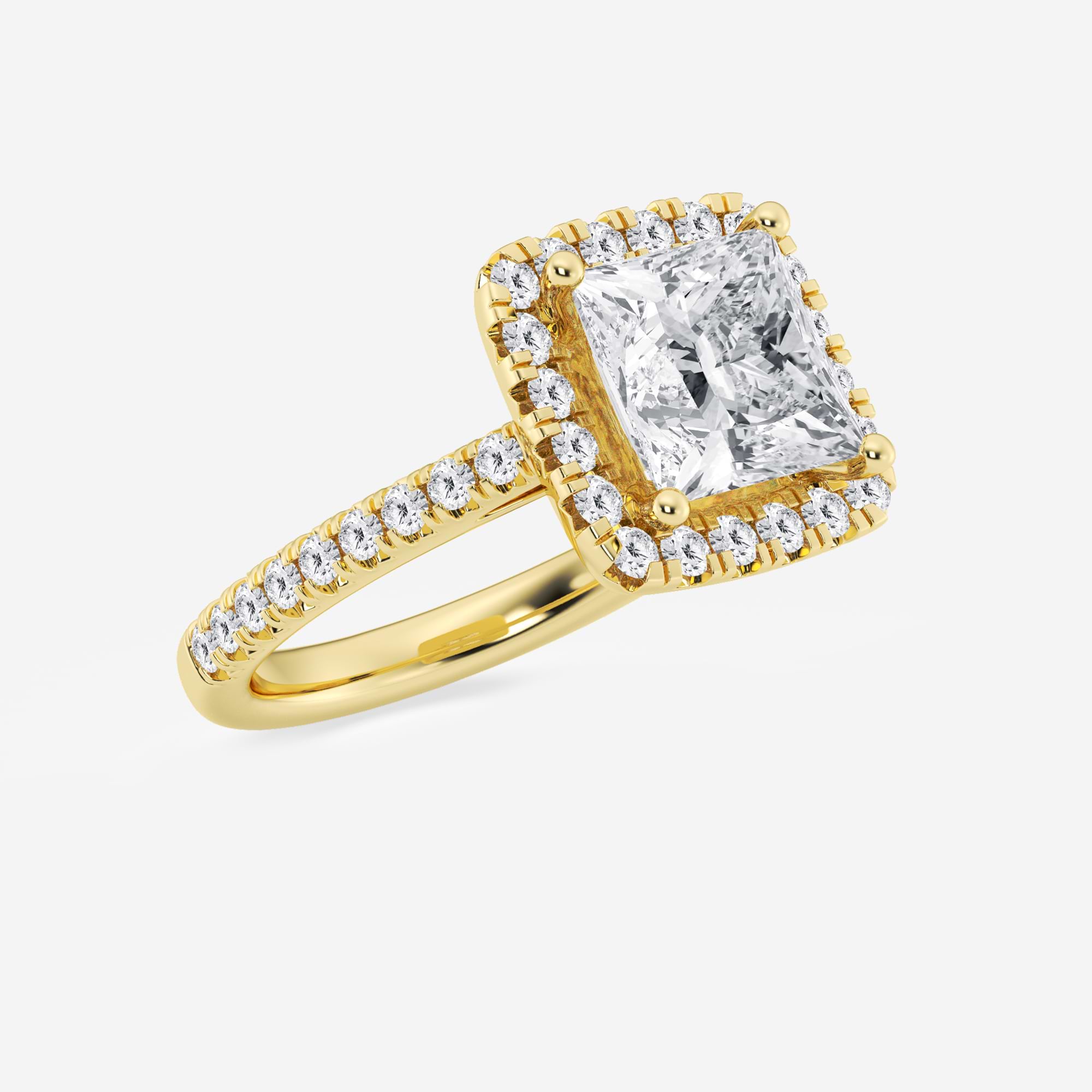 Princess Cut Lab Diamond Halo Engagement Ring