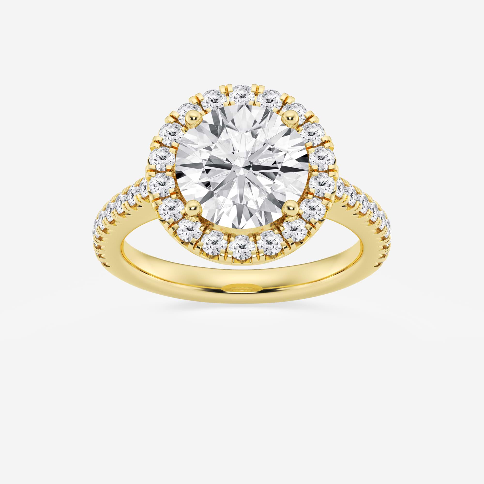 Round Brilliant Lab Diamond Ring with Micro-French Pave Halo