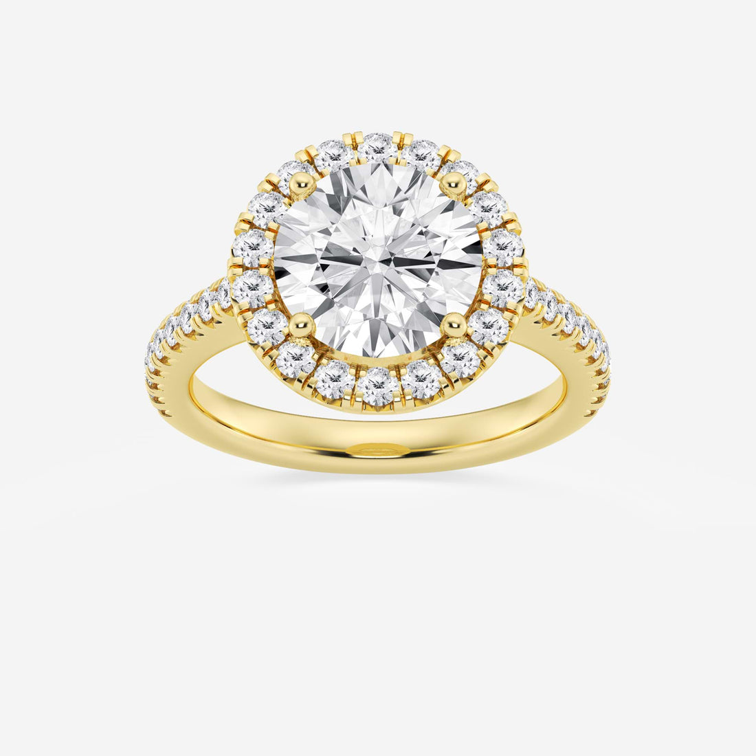 Round Brilliant Lab Diamond Ring with Micro-French Pave Halo