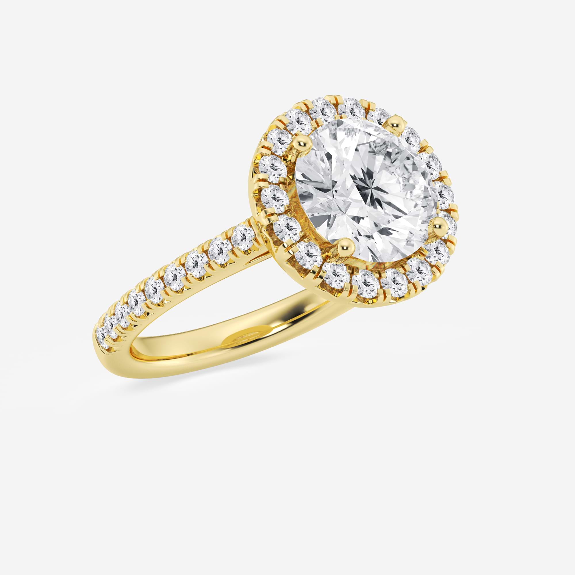 Round Brilliant Lab Diamond Ring with Micro-French Pave Halo