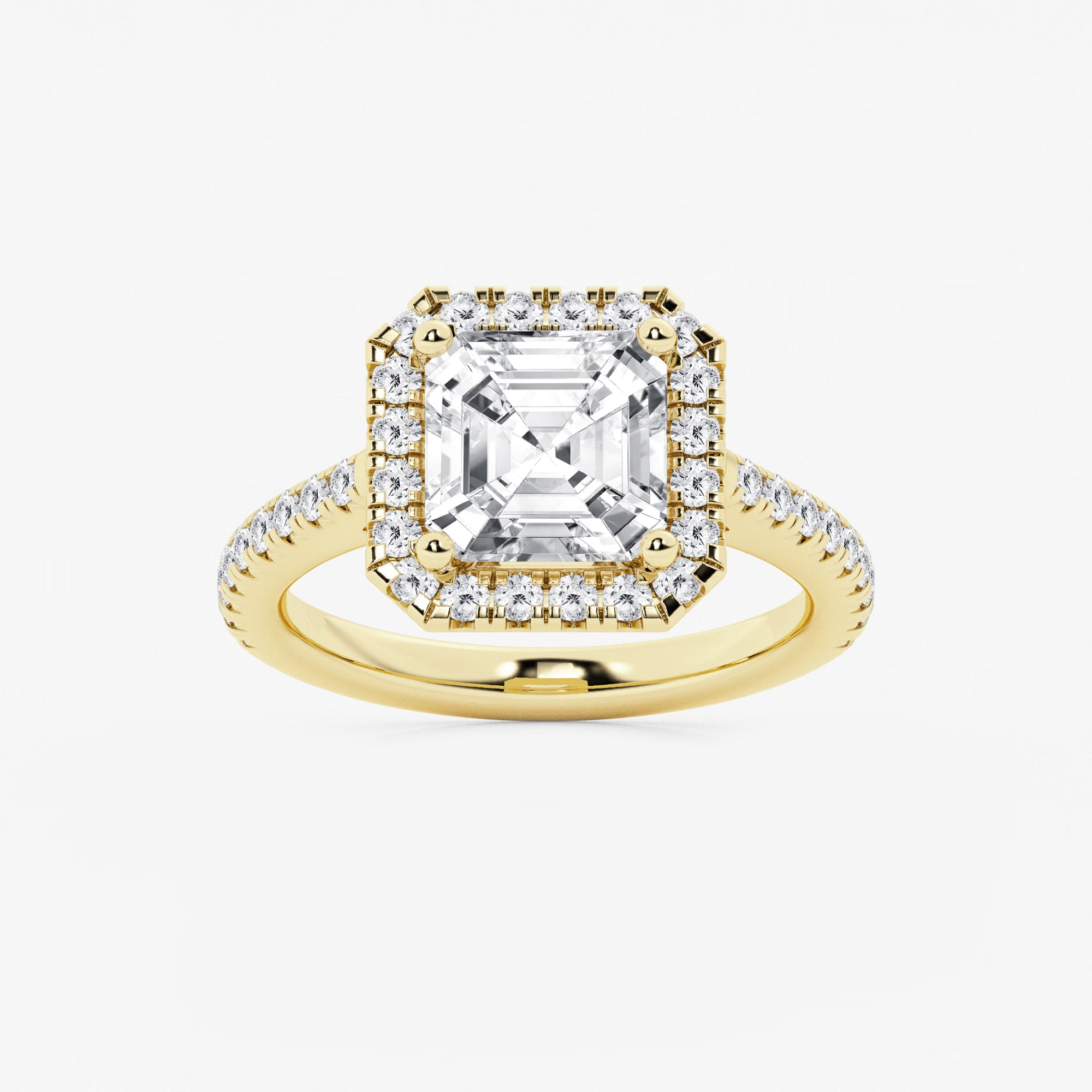 Étoile Asscher Lab Grown Diamond French Pavé Halo Engagement Ring