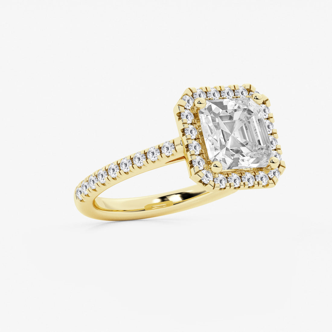 Regalia Asscher Lab Grown Diamond Double Row Halo Engagement Ring