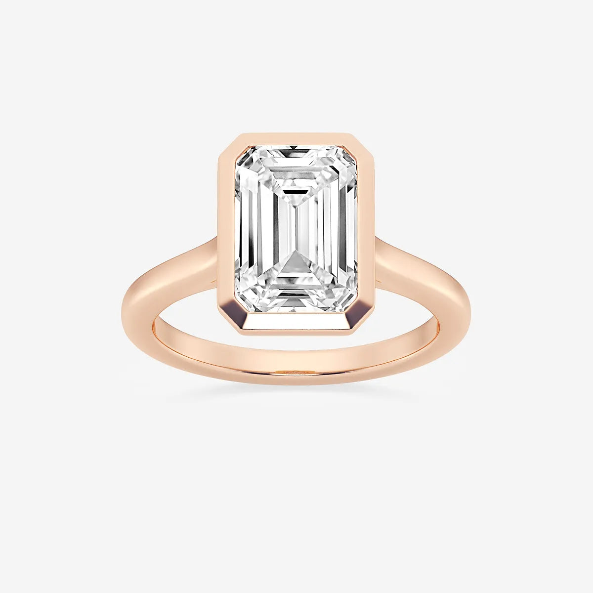 Emerald Cut Lab Diamond Bezel Set Engagement Ring