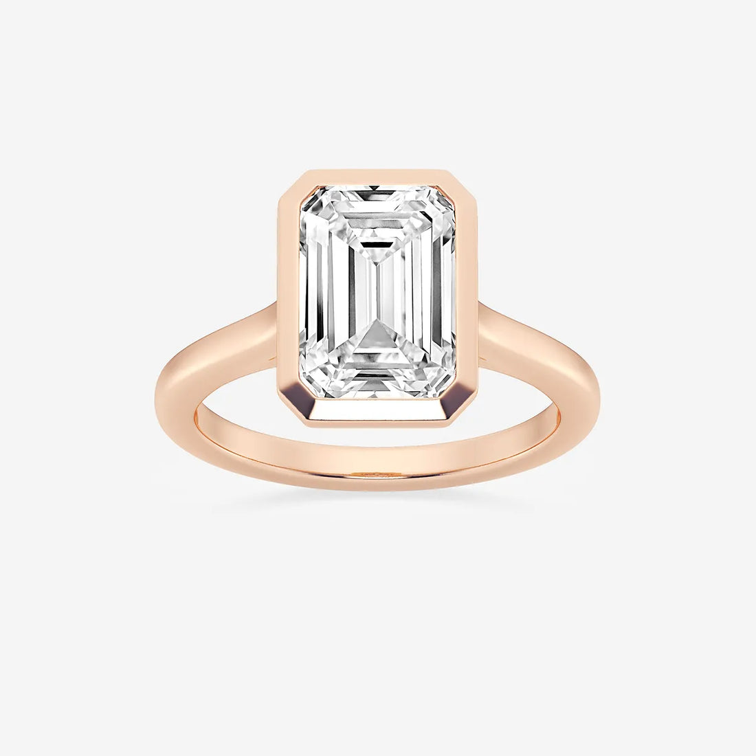 Emerald Cut Lab Diamond Bezel Set Engagement Ring