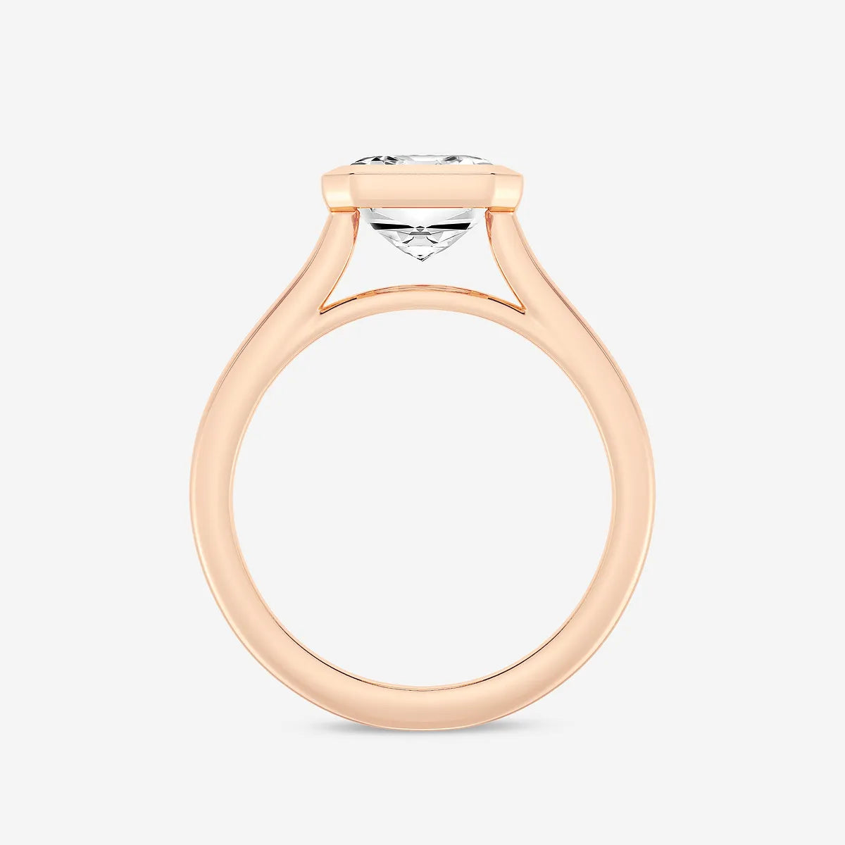Emerald Cut Lab Diamond Bezel Set Engagement Ring