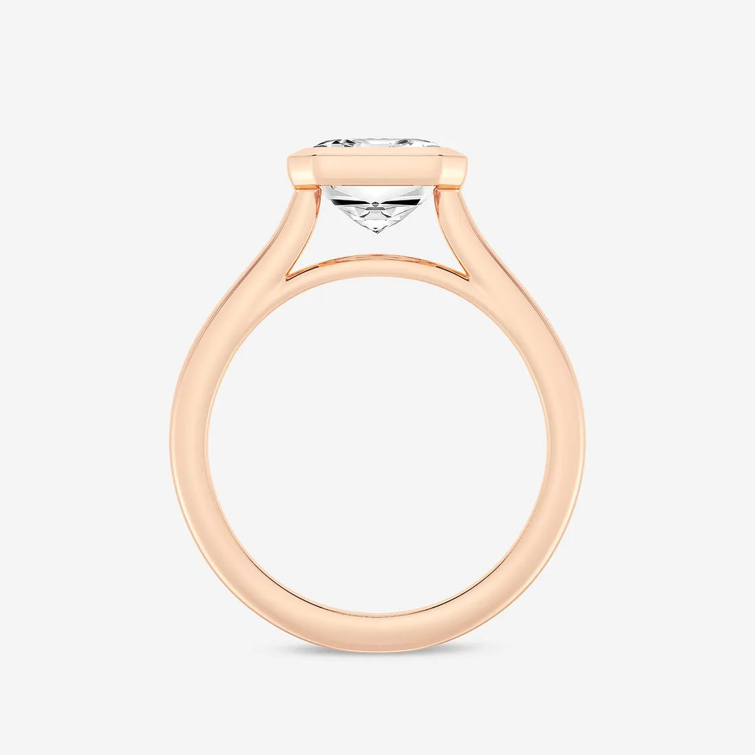 Emerald Cut Lab Diamond Bezel Set Engagement Ring