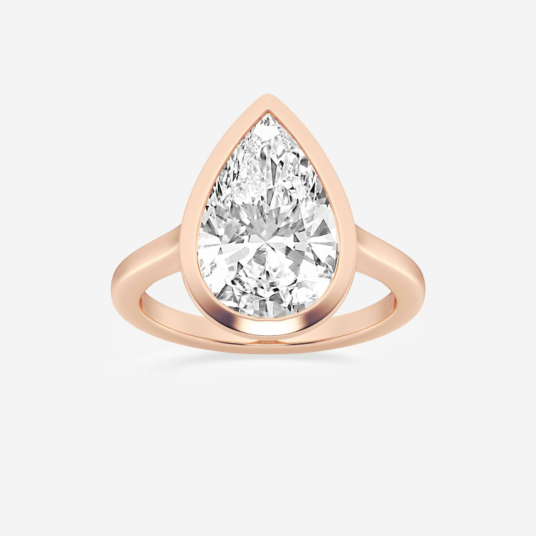Pear Cut Lab Grown Diamond Engagement Ring, Full Bezel Set Pear Shape Diamond Ring