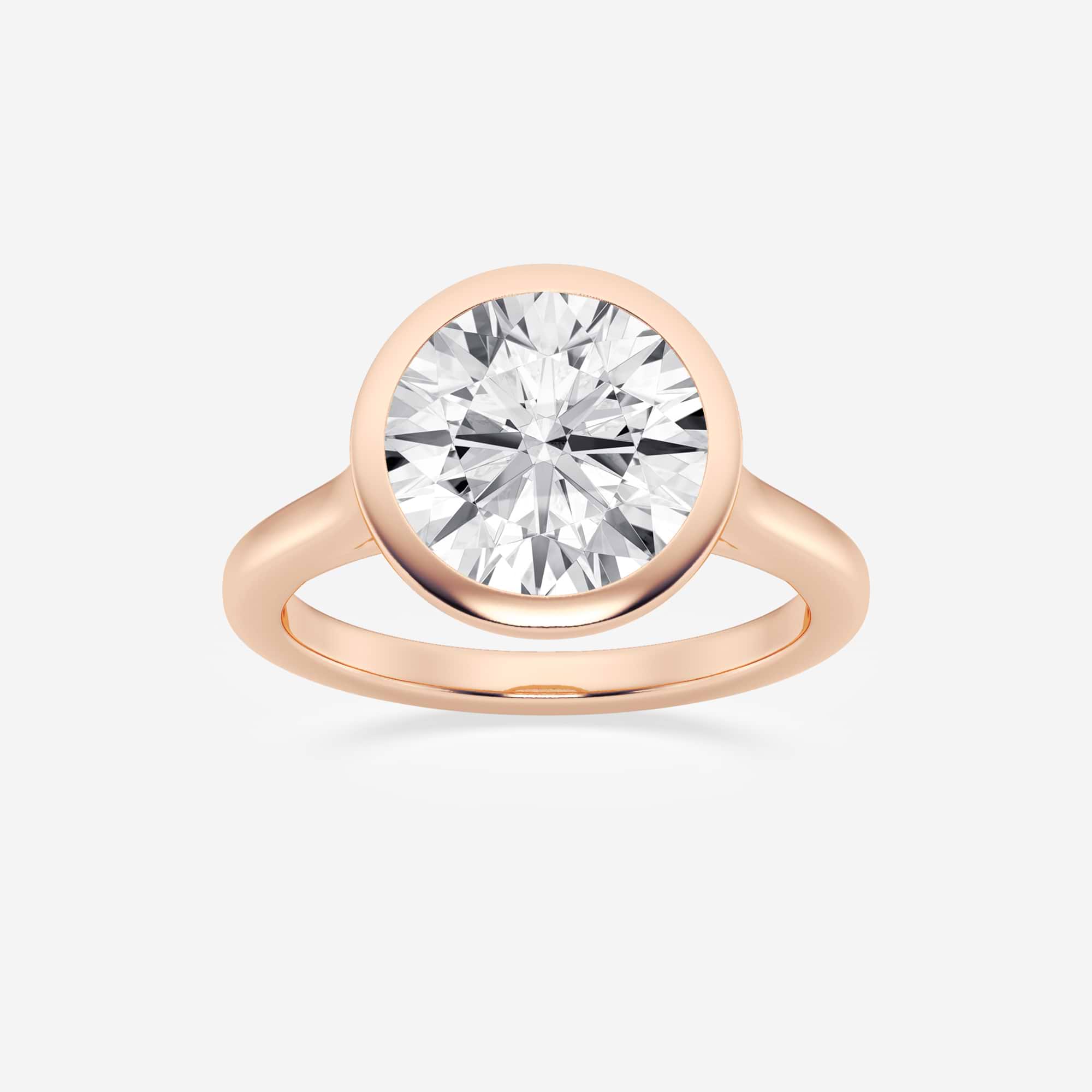 Full Bezel Solitaire Engagement Ring in White Gold with Round Brilliant Center Stone