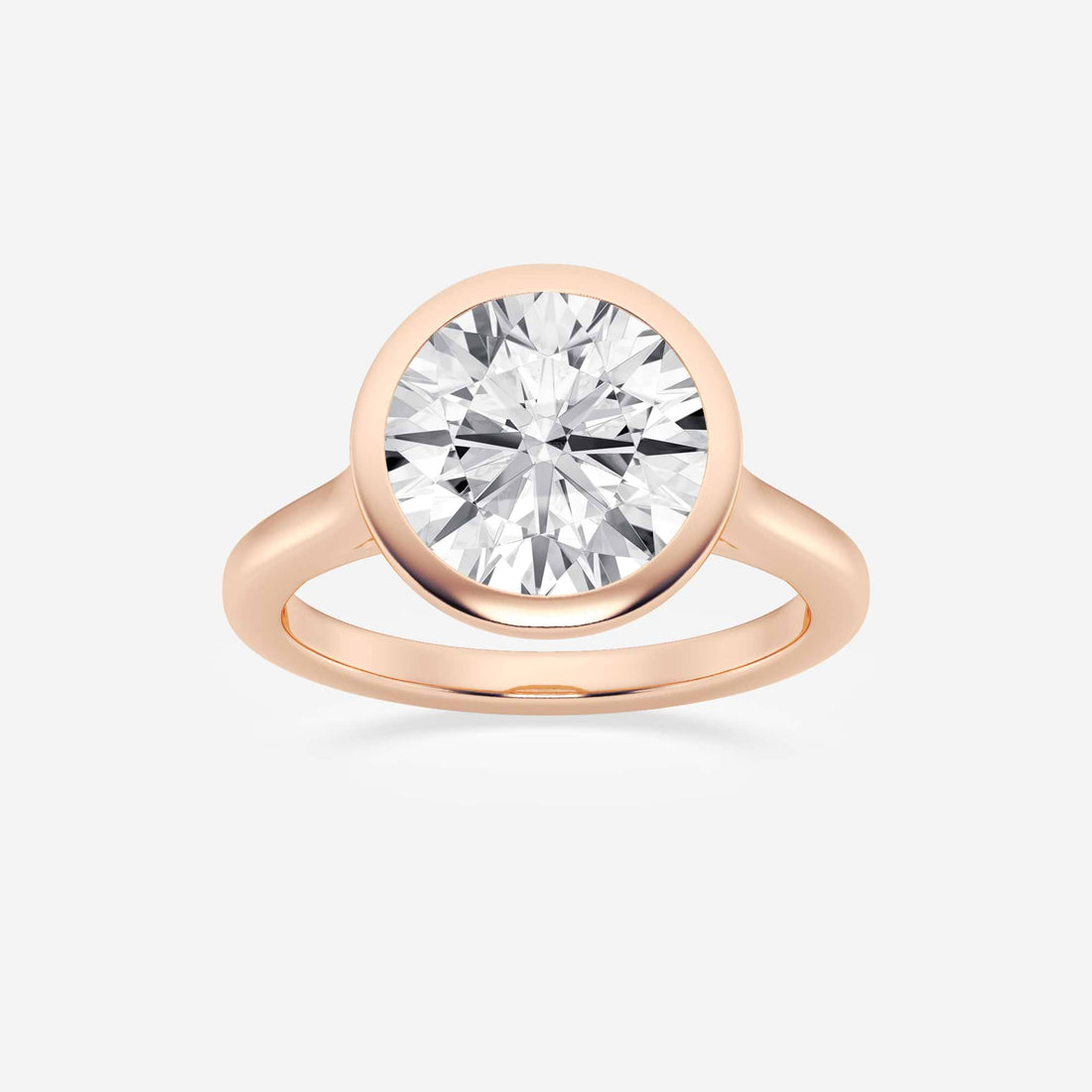Full Bezel Solitaire Engagement Ring in White Gold with Round Brilliant Center Stone