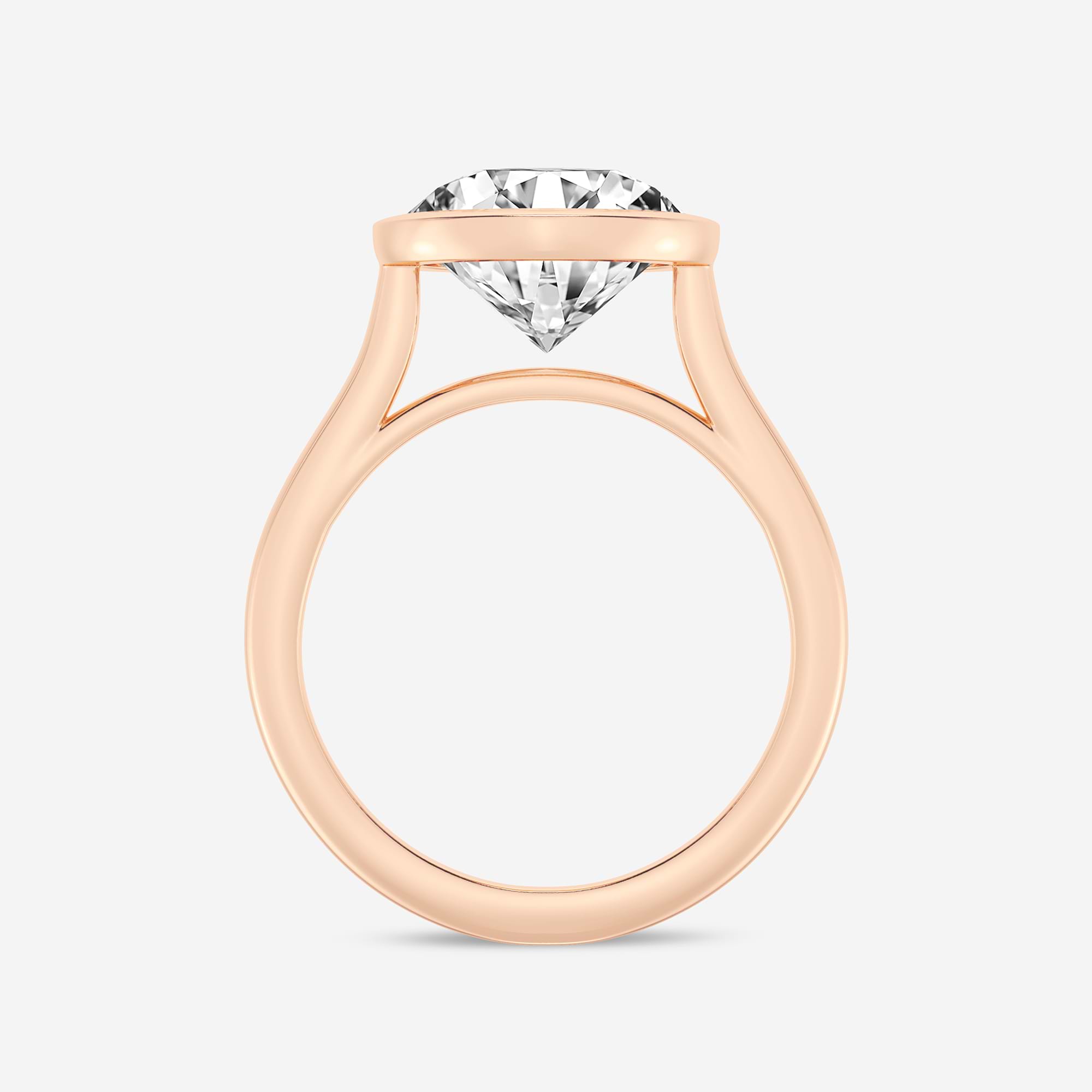 Full Bezel Solitaire Engagement Ring in White Gold with Round Brilliant Center Stone
