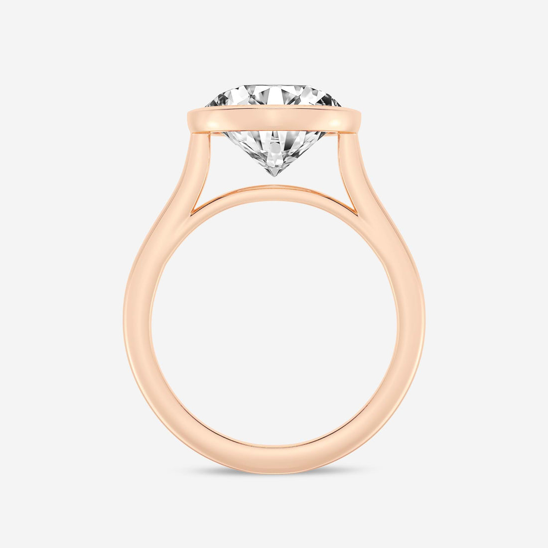 Full Bezel Solitaire Engagement Ring in White Gold with Round Brilliant Center Stone