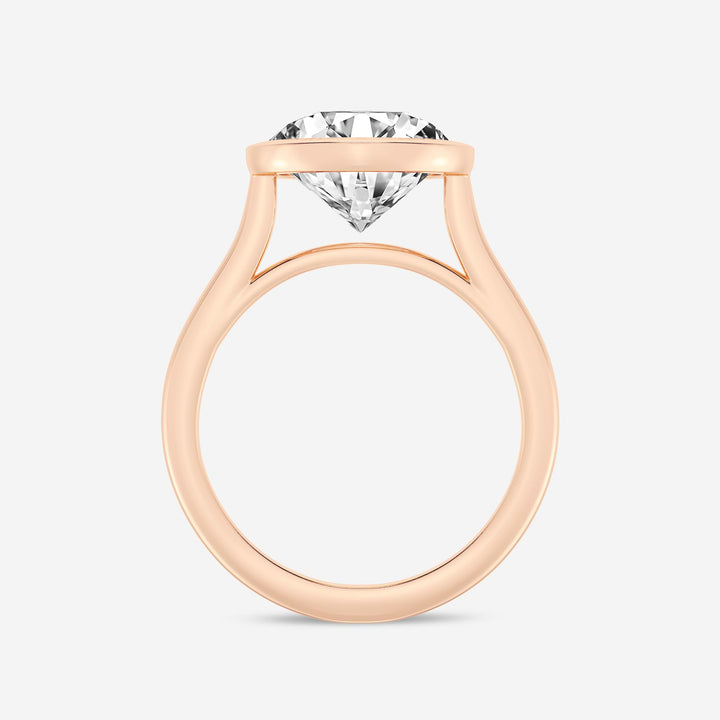 Full Bezel Solitaire Engagement Ring in White Gold with Round Brilliant Center Stone