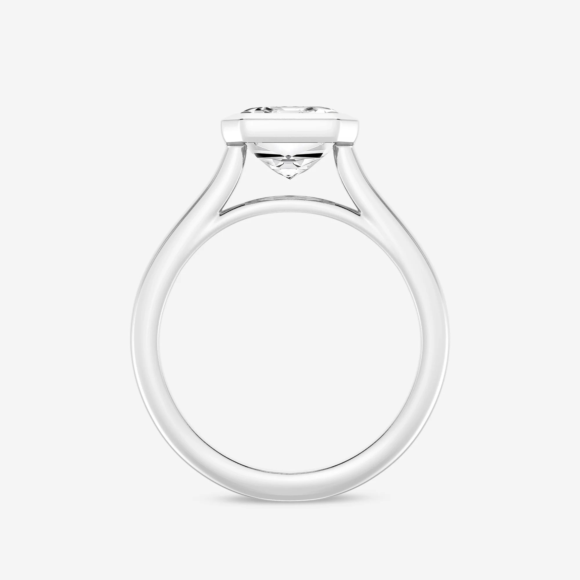 Emerald Cut Lab Diamond Bezel Set Engagement Ring