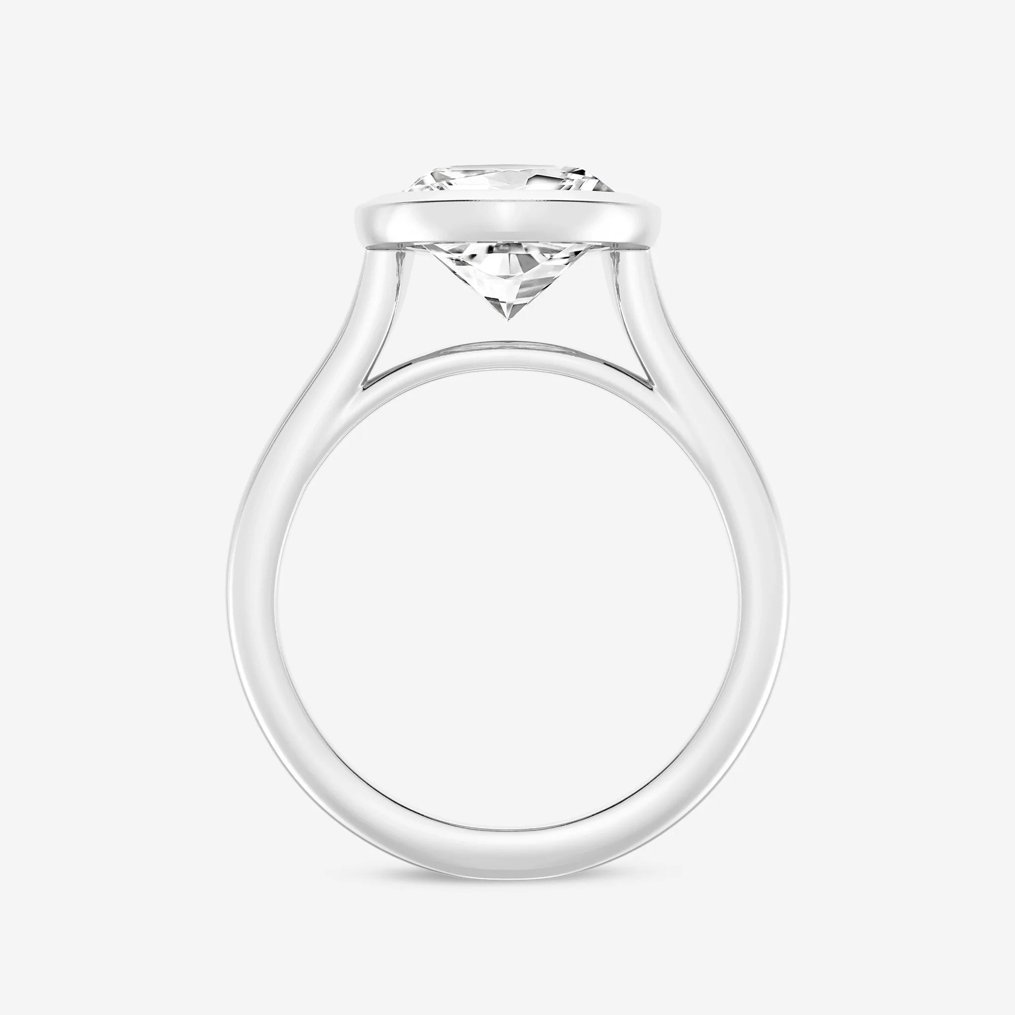 Pear Cut Lab Grown Diamond Engagement Ring, Full Bezel Set Pear Shape Diamond Ring