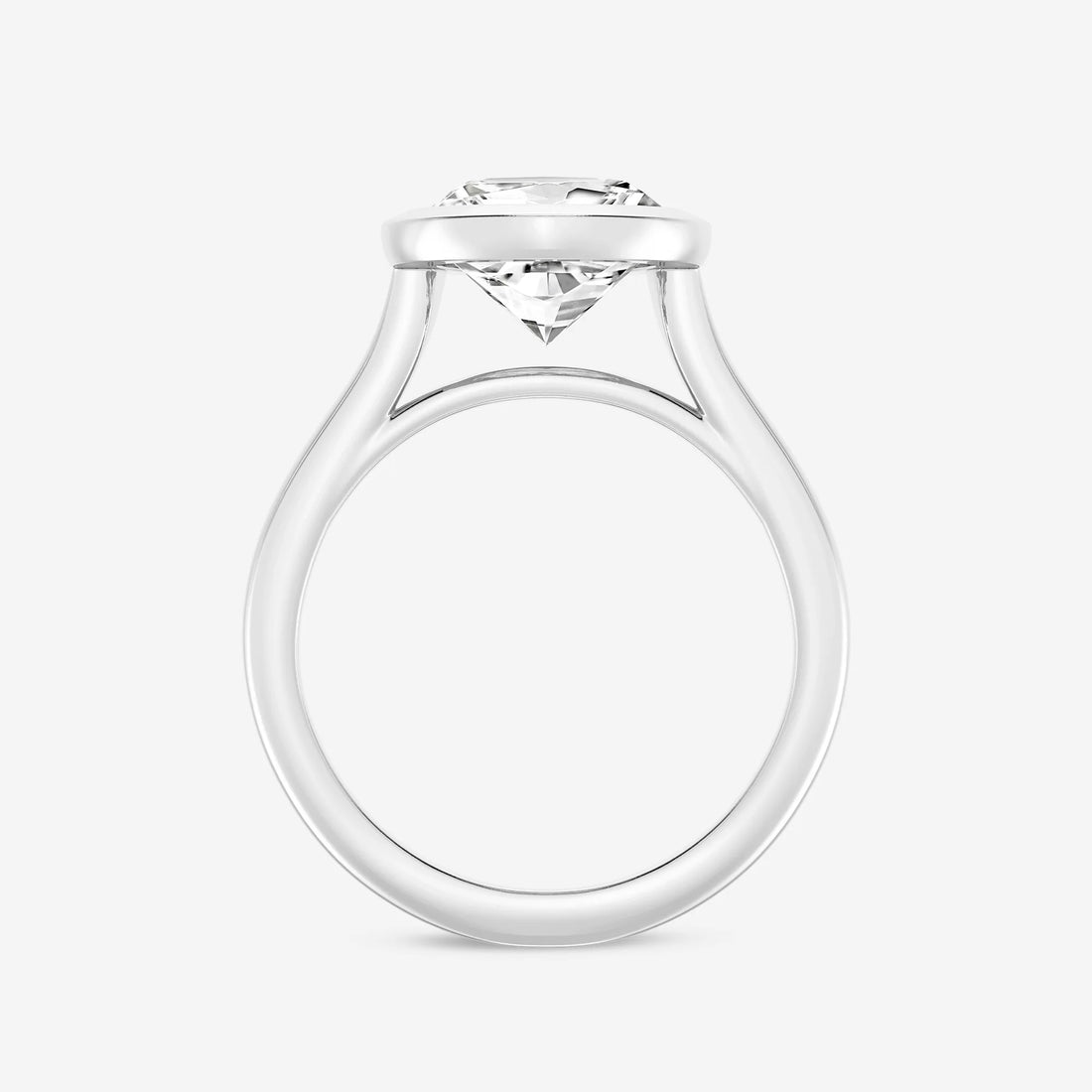 Pear Cut Lab Grown Diamond Engagement Ring, Full Bezel Set Pear Shape Diamond Ring