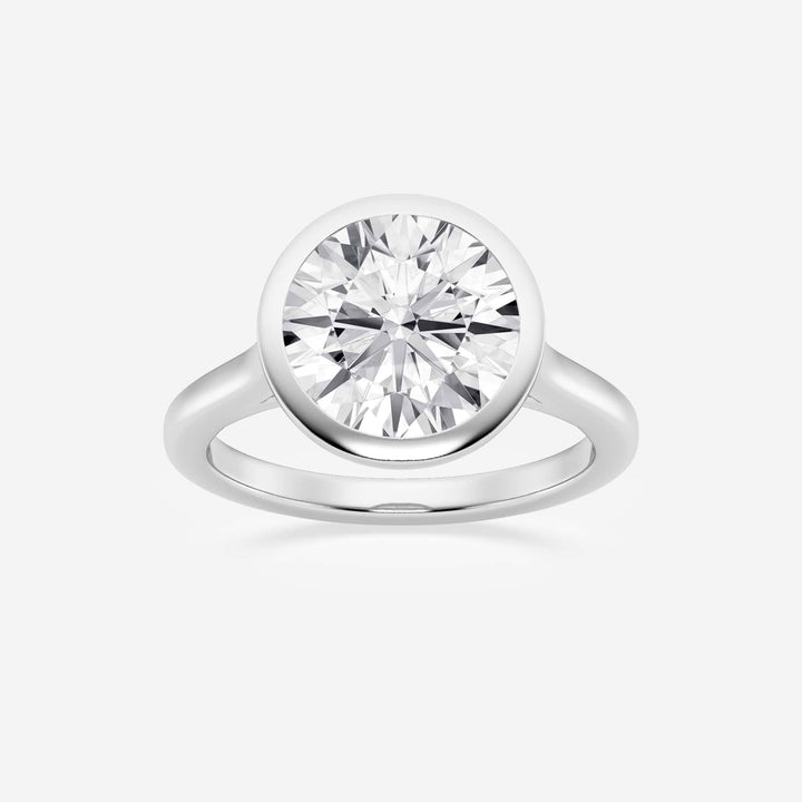 Full Bezel Solitaire Engagement Ring in White Gold with Round Brilliant Center Stone