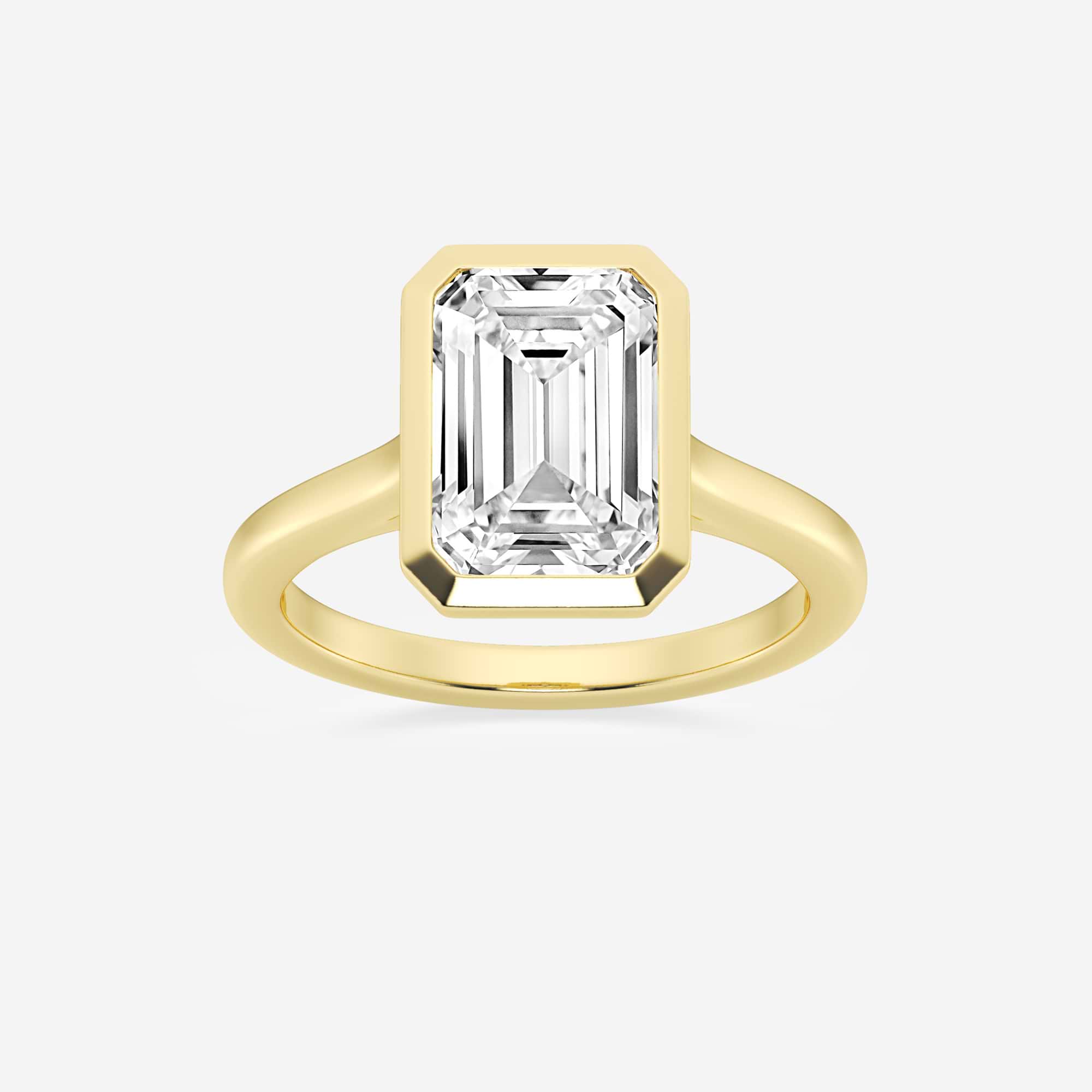 Emerald Cut Lab Diamond Bezel Set Engagement Ring