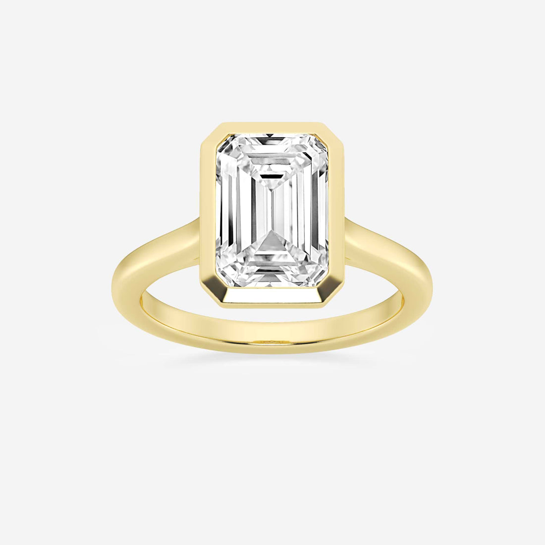 Emerald Cut Lab Diamond Bezel Set Engagement Ring