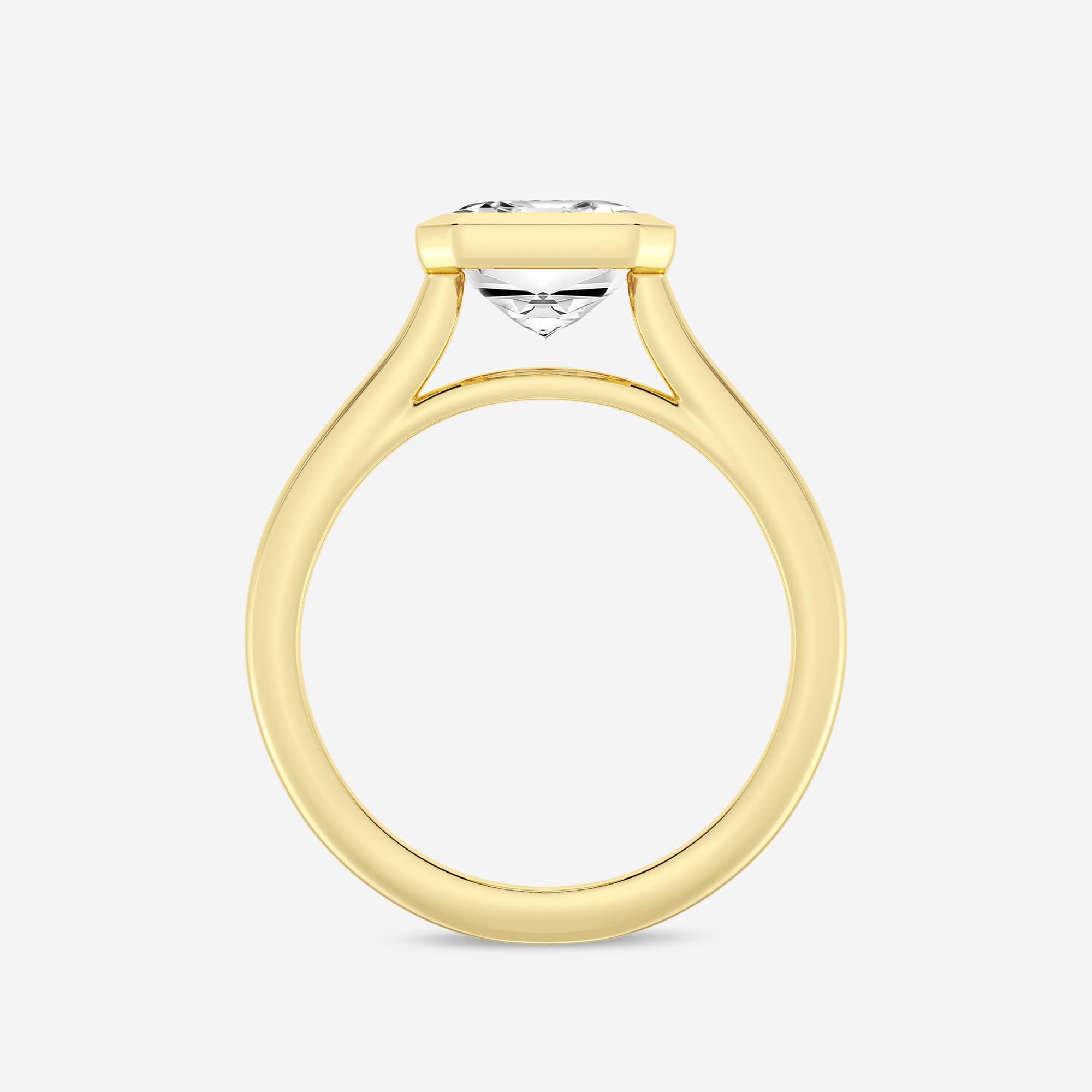 Emerald Cut Lab Diamond Bezel Set Engagement Ring