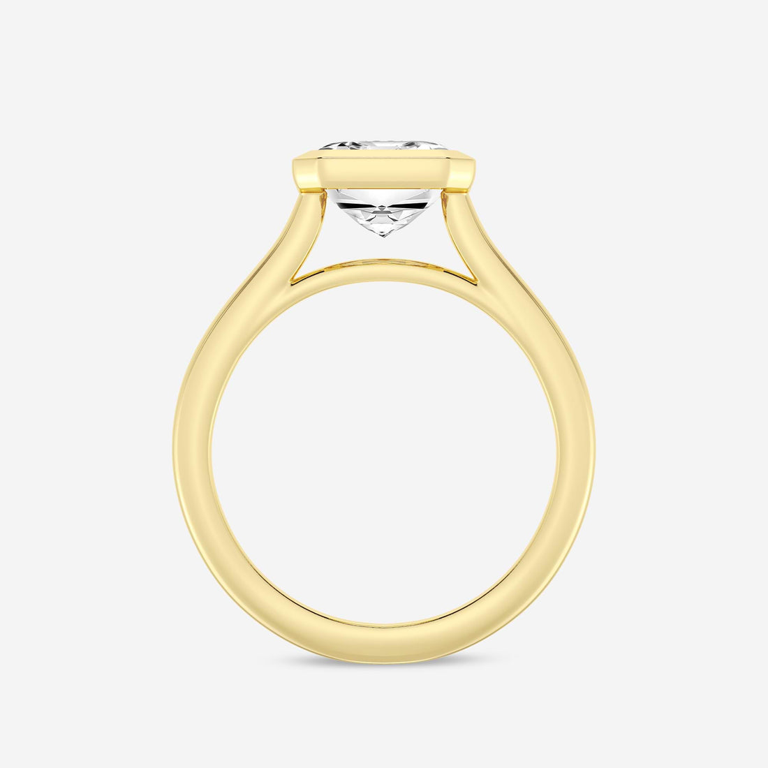 Emerald Cut Lab Diamond Bezel Set Engagement Ring