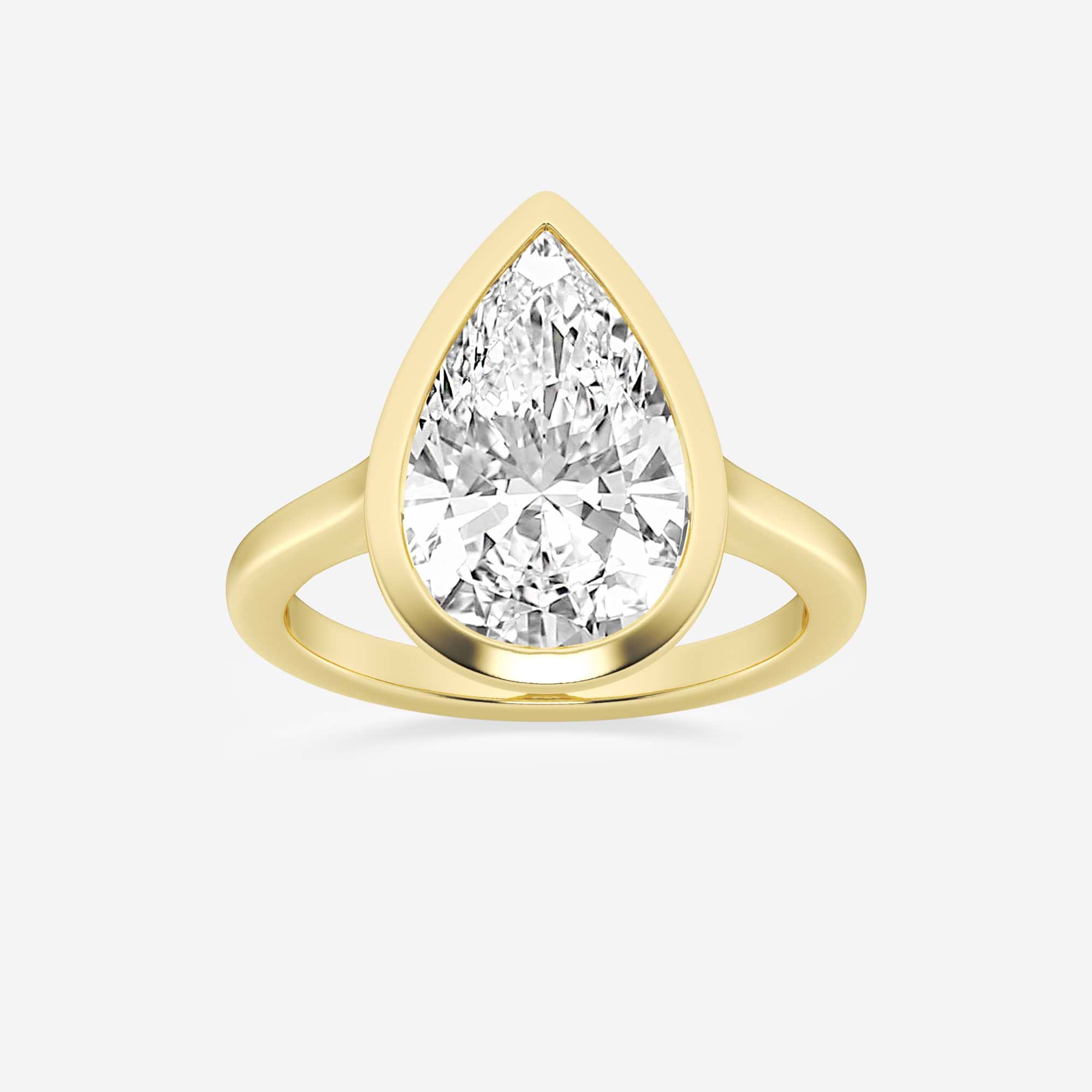 Pear Cut Lab Grown Diamond Engagement Ring, Full Bezel Set Pear Shape Diamond Ring