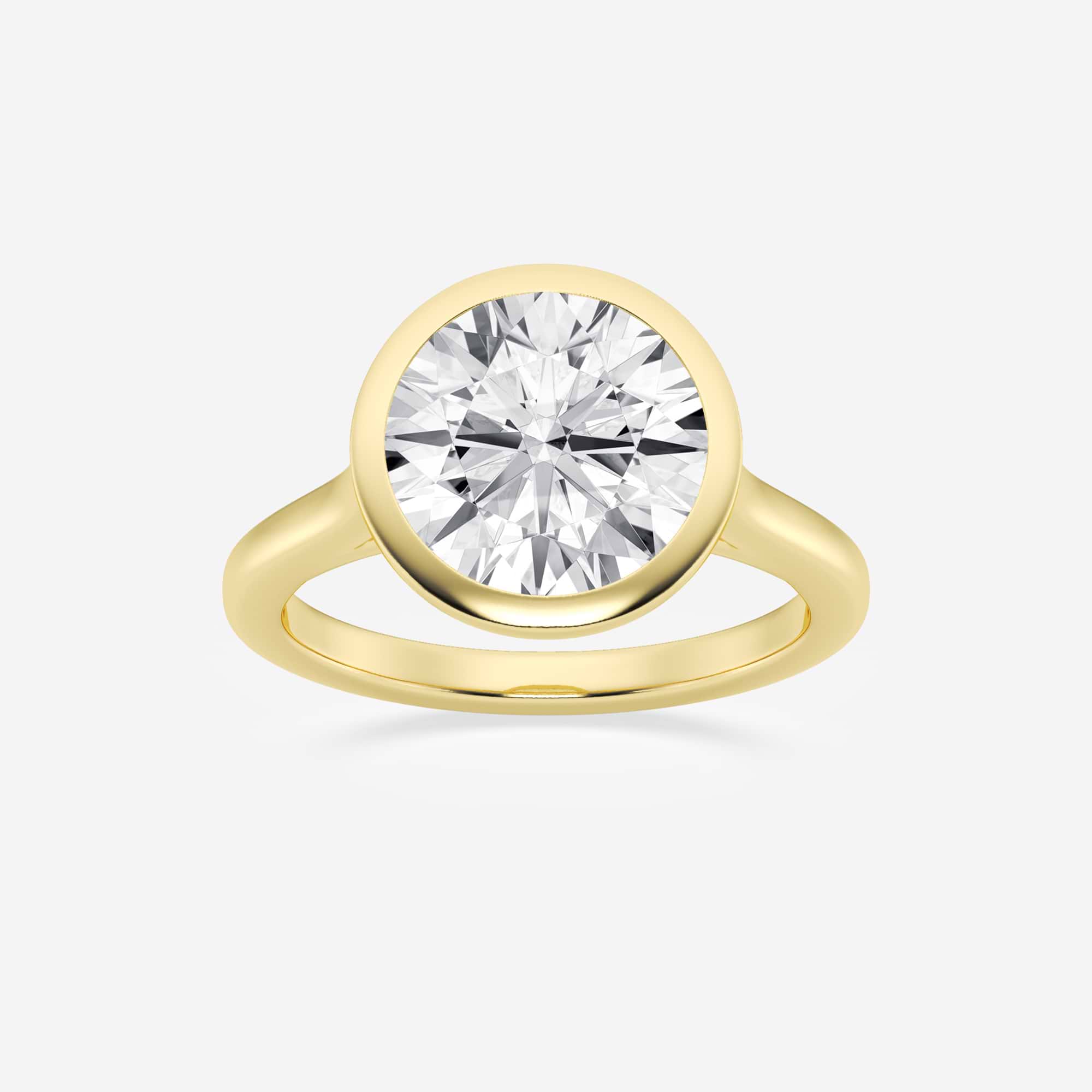Full Bezel Solitaire Engagement Ring in White Gold with Round Brilliant Center Stone