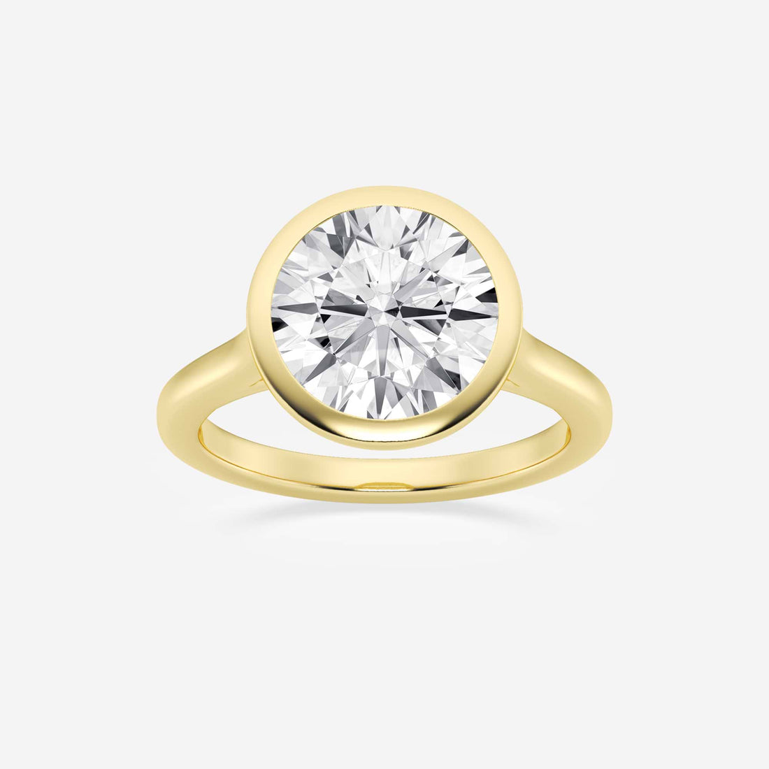 Full Bezel Solitaire Engagement Ring in White Gold with Round Brilliant Center Stone