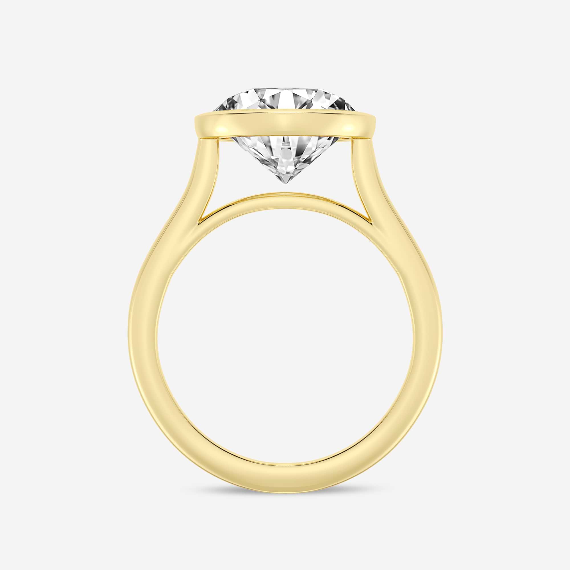 Full Bezel Solitaire Engagement Ring in White Gold with Round Brilliant Center Stone