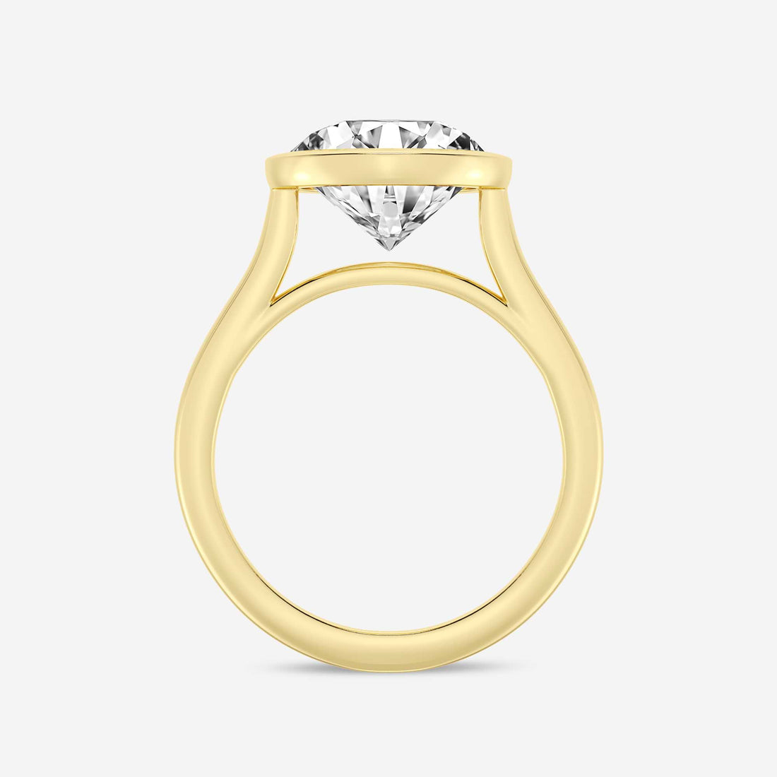 Full Bezel Solitaire Engagement Ring in White Gold with Round Brilliant Center Stone
