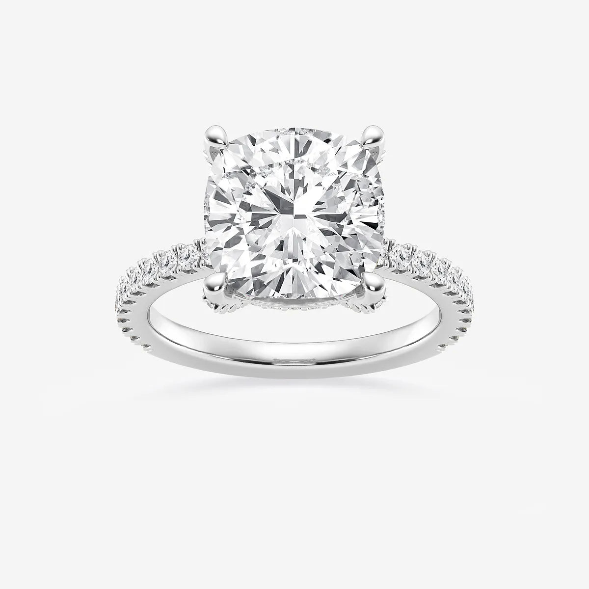 Cushion Lab Grown Diamond Hidden Halo Engagement Ring