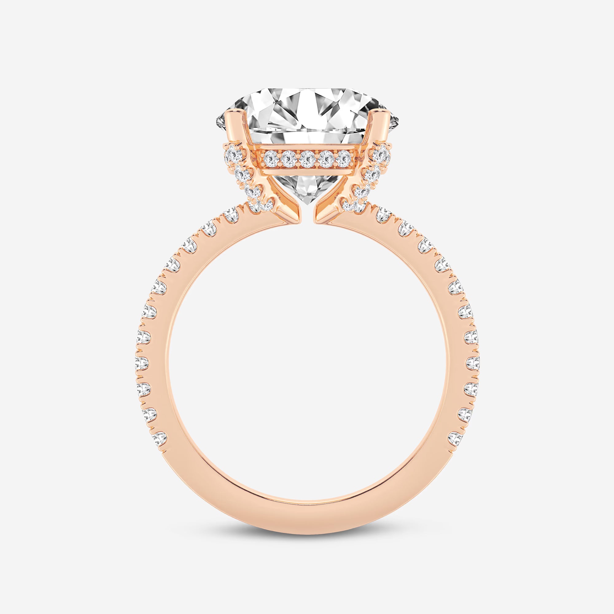 Single Row Pavé Engagement Ring in White Gold with Round Brilliant Center Stone