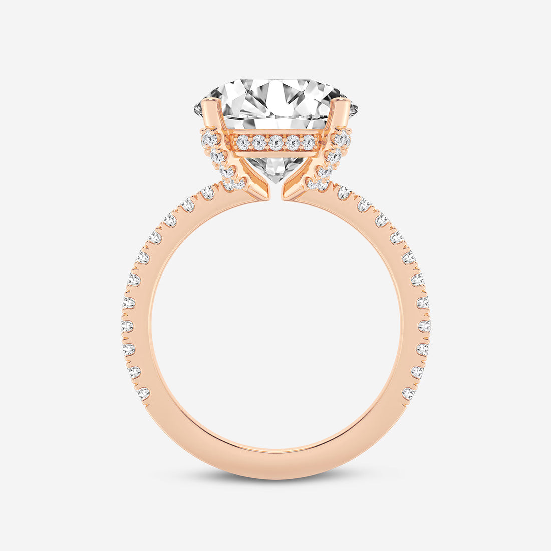 Single Row Pavé Engagement Ring in White Gold with Round Brilliant Center Stone