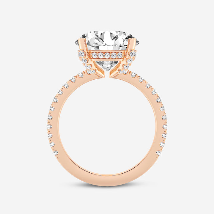 Single Row Pavé Engagement Ring in White Gold with Round Brilliant Center Stone
