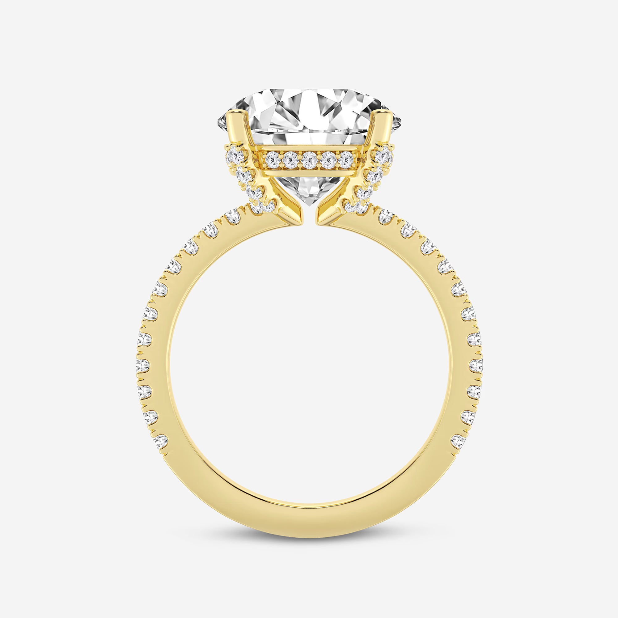 Single Row Pavé Engagement Ring in White Gold with Round Brilliant Center Stone