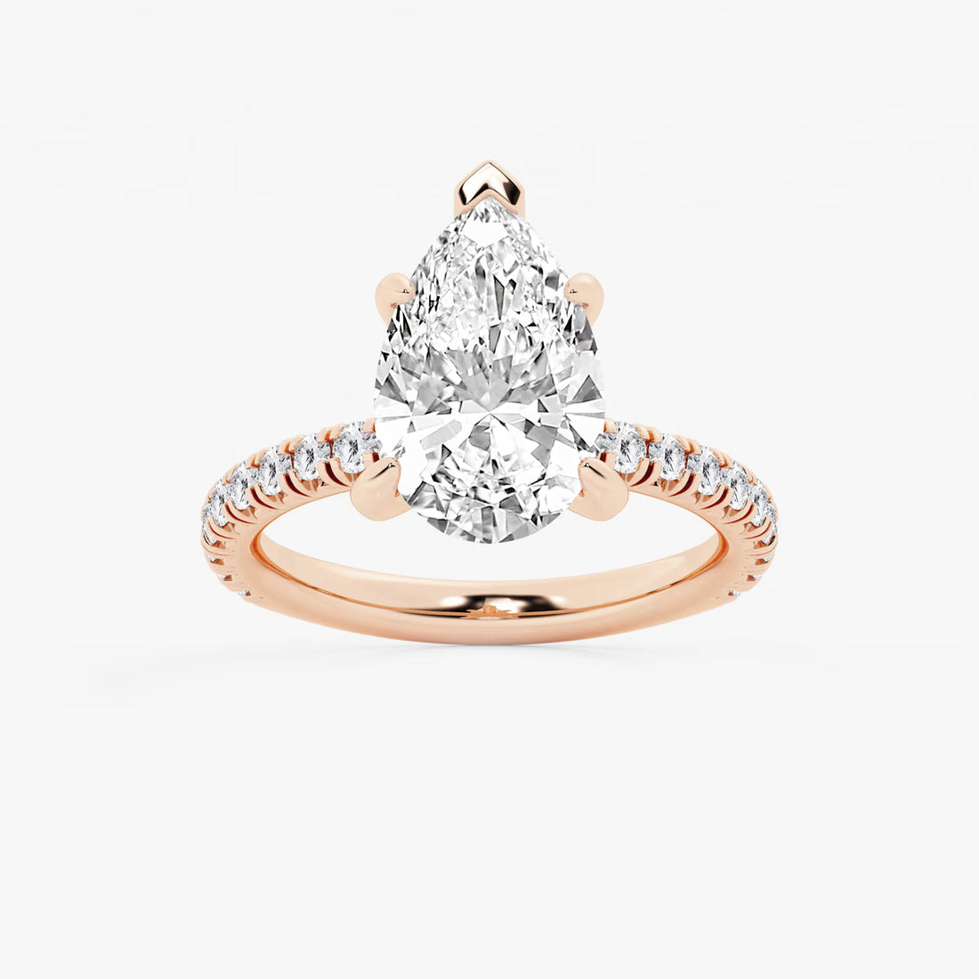 Classic Pear-Cut Lab-Diamond Pavé Engagement Ring