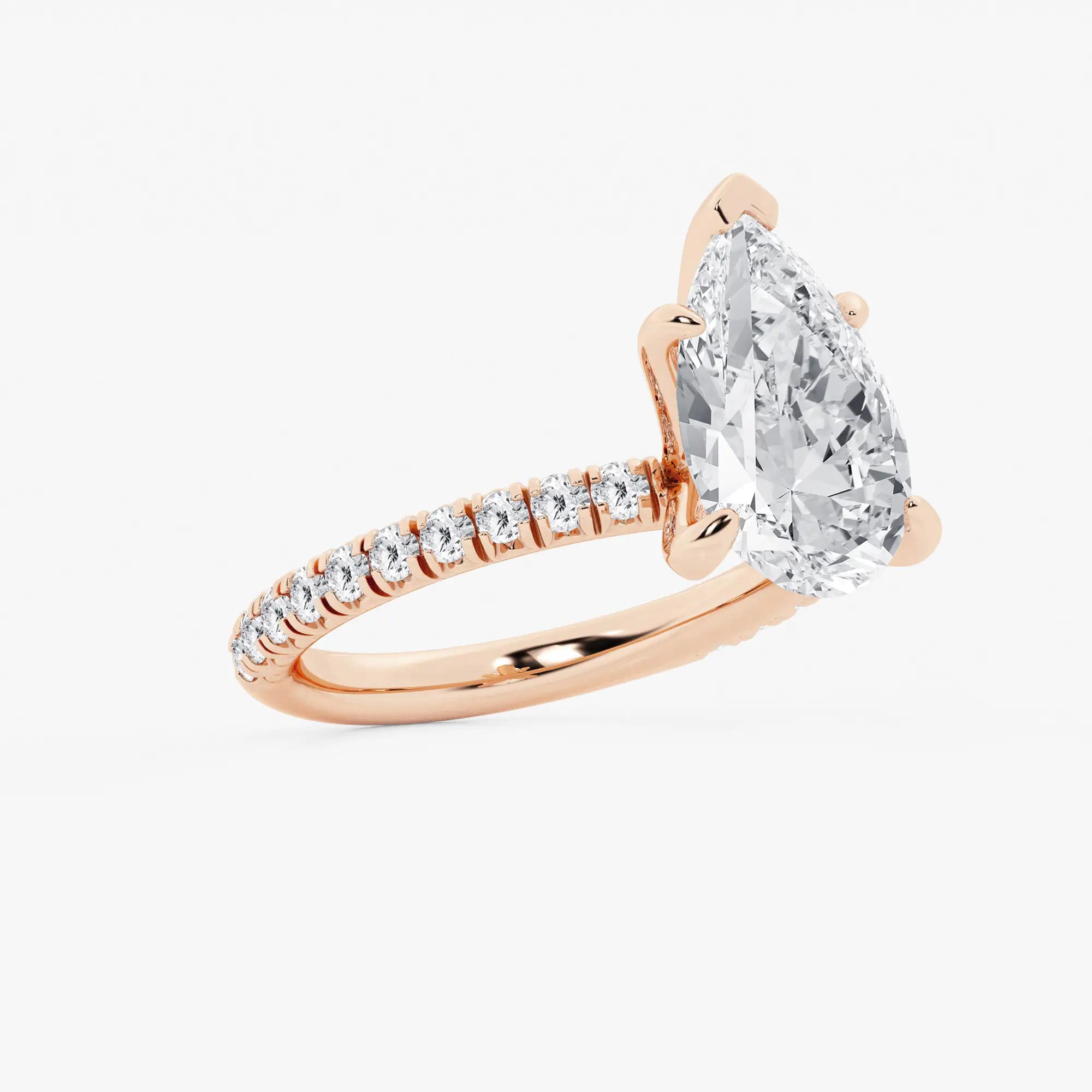 Classic Pear-Cut Lab-Diamond Pavé Engagement Ring