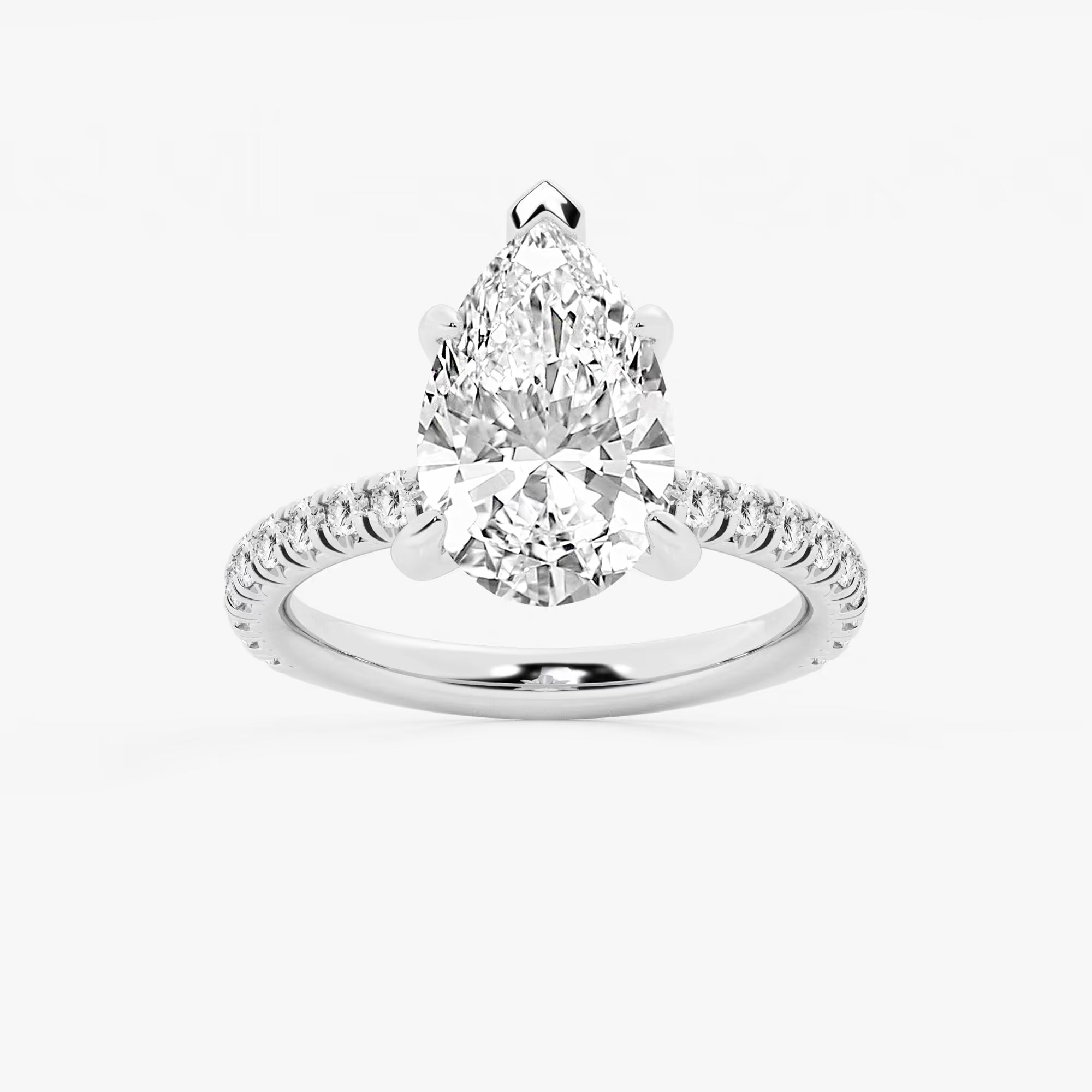 Classic Pear-Cut Lab-Diamond Pavé Engagement Ring