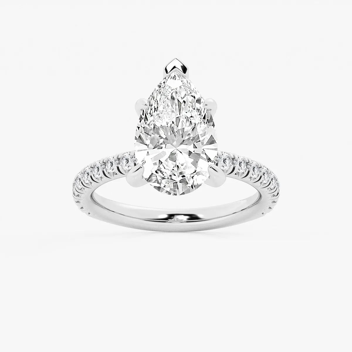 Classic Pear-Cut Lab-Diamond Pavé Engagement Ring