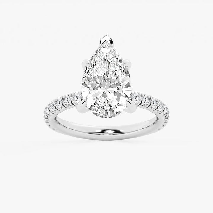Classic Pear-Cut Lab-Diamond Pavé Engagement Ring